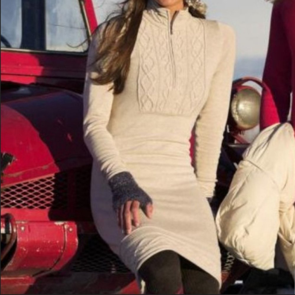 Athleta Sawtooth Sweater Dress Wool Blend Size M